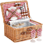 Picnic Basket Set for 2 People, Durable Wicker Picnic Hamper Set